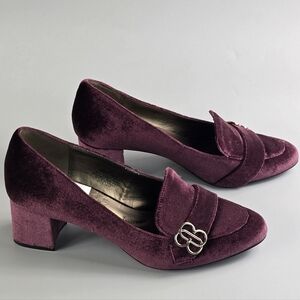 Bandolino Burgundy Velvet Loafers with Metallic Detail